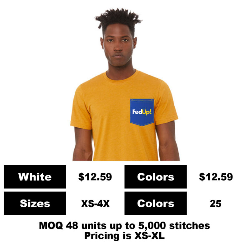 B3001CVC-P: Embroidery on Pocket - 4.2 oz Blend Pocket T-Shirt